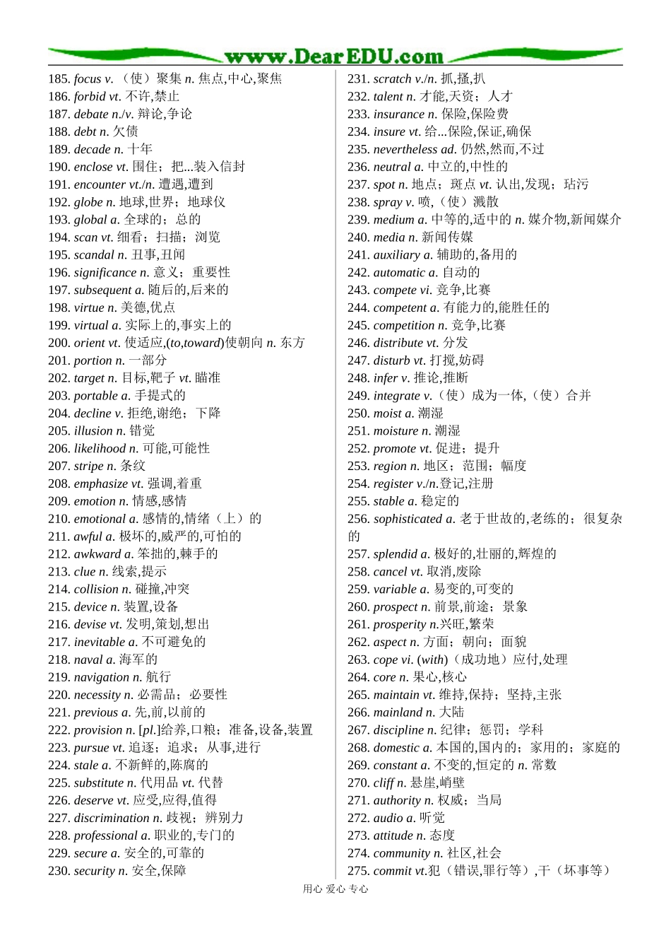 广雅中学高三英语高频阅读词汇_第3页