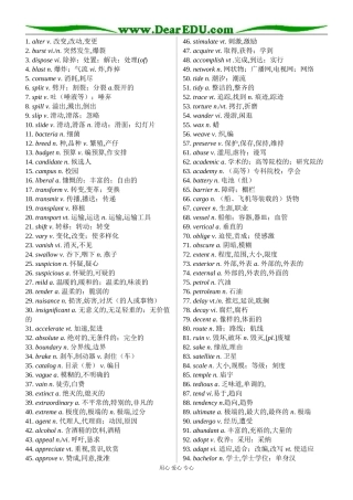 广雅中学高三英语高频阅读词汇