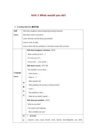 九年级英语：Unit 1 What would you do（教案9）鲁教版