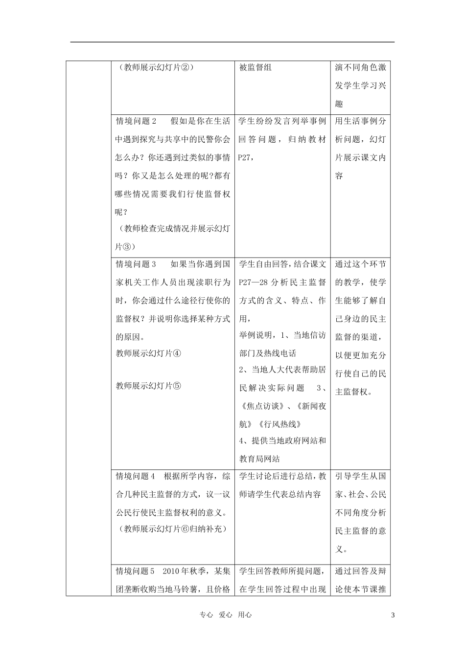 高中政治 民主监督，守望公共家园教案 新人教版必修2_第3页