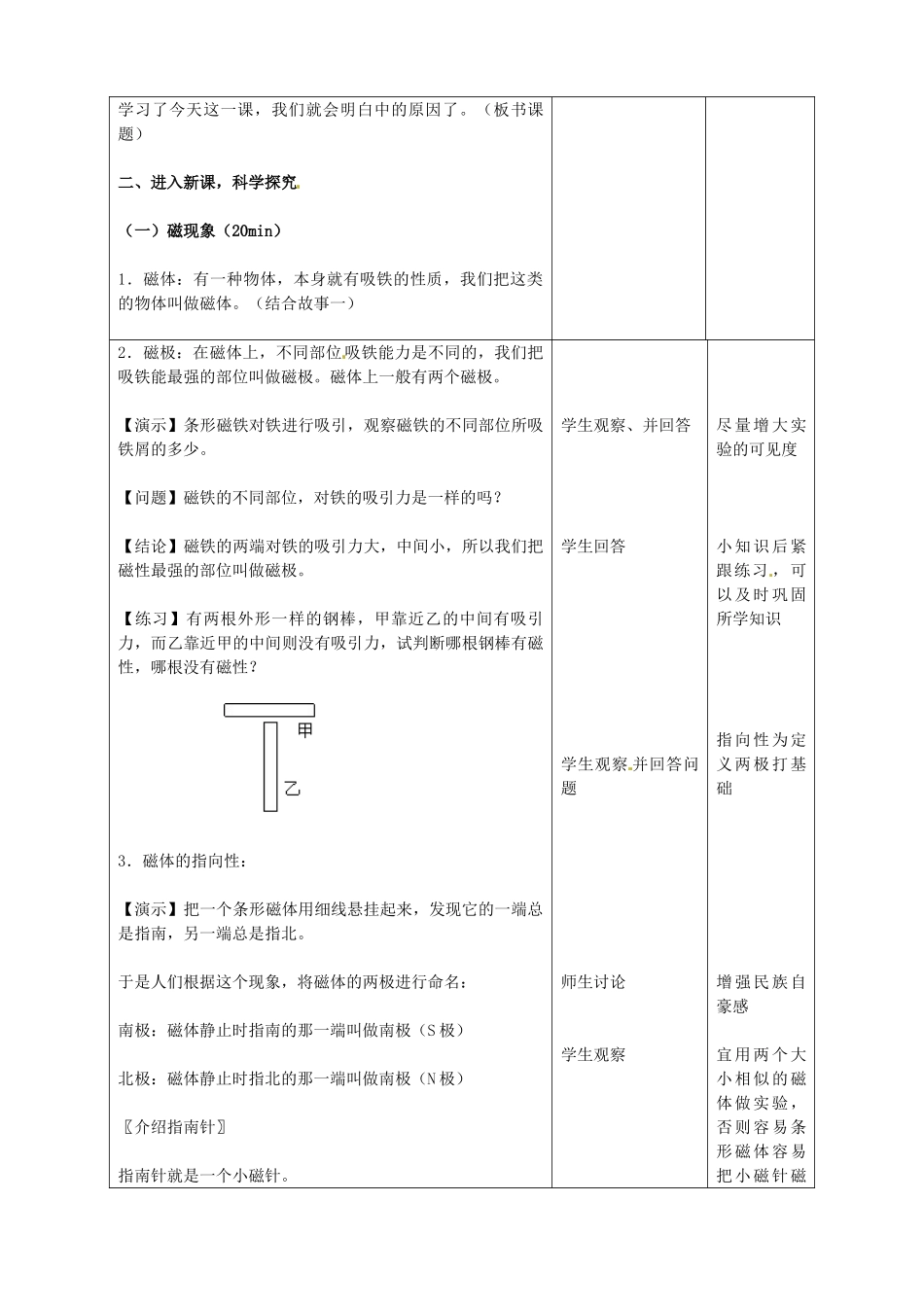 吉林省四平市第十七中学九年级物理全册《20.1 磁现象 磁场》教案 （新版）新人教版_第2页