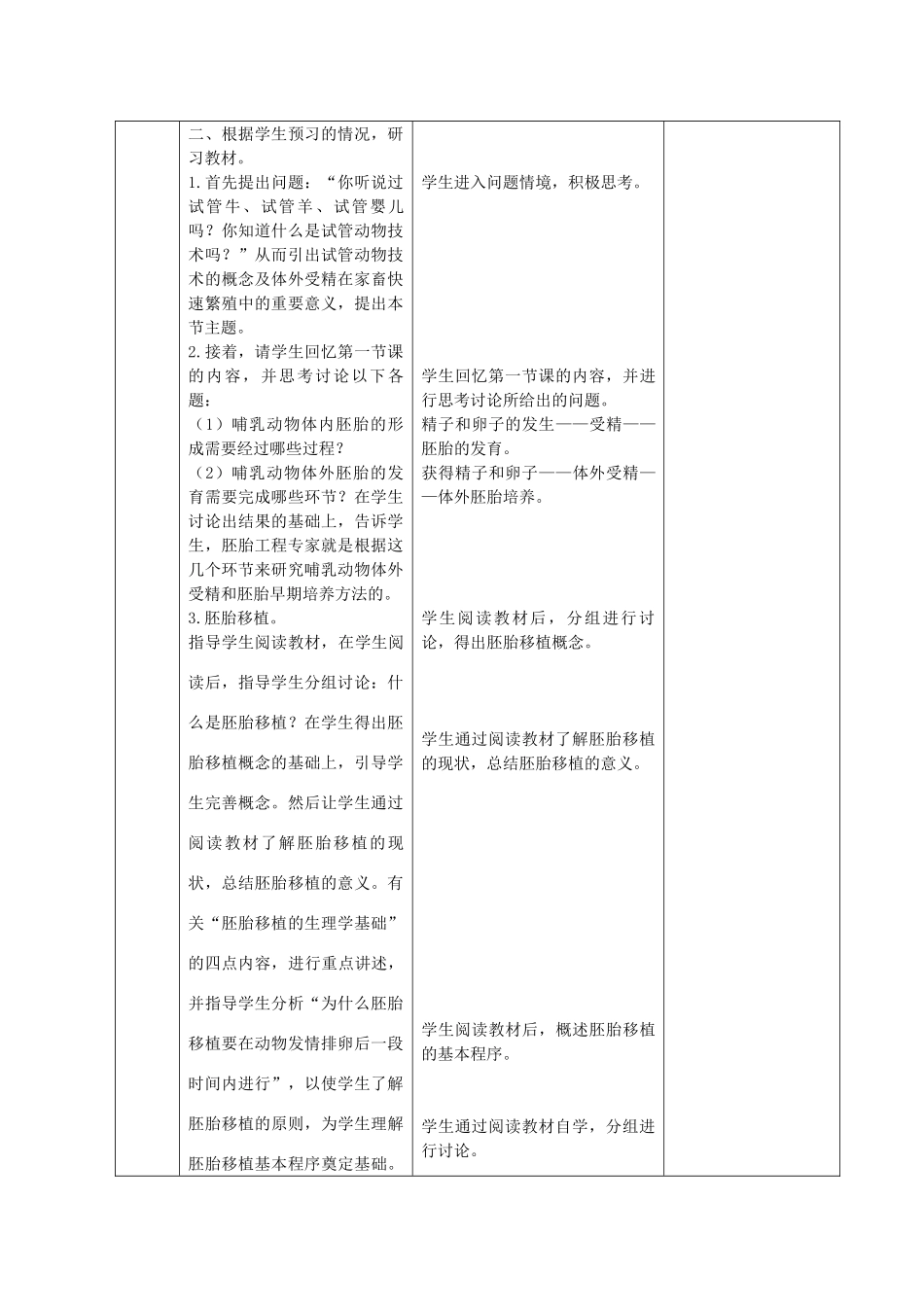 江苏省新沂市棋盘中学高中生物 《3.1动物的胚胎发育和胚胎工程》教案二 新人教版选修3_第2页