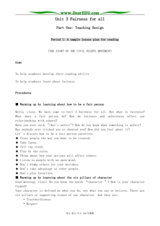 高中英语Unit 3 Fairness for all(Part 1)--Period 1 Reading