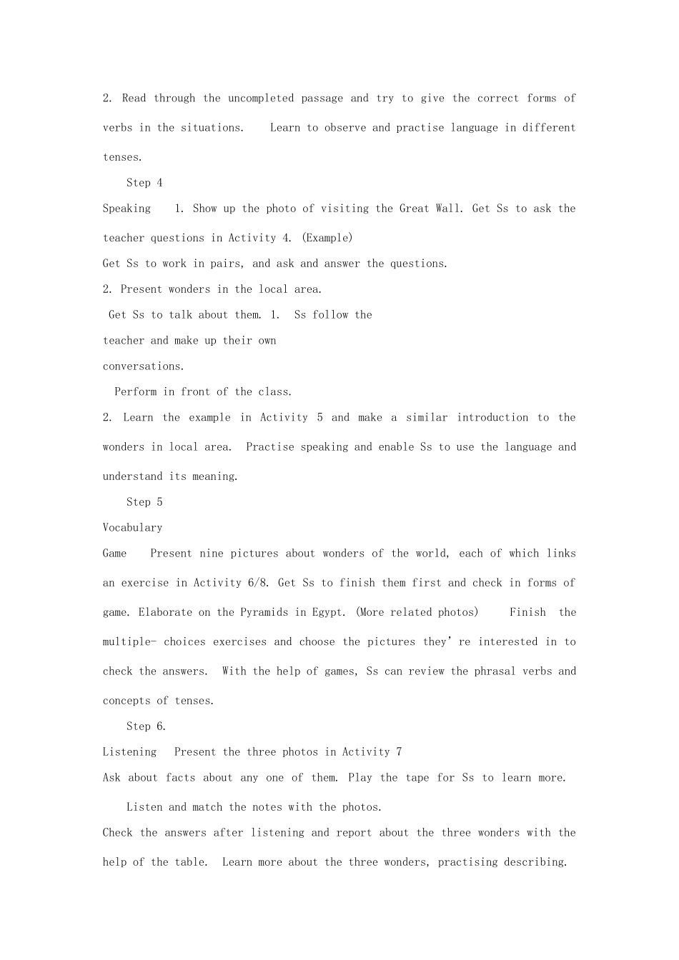 山东省寿光市实验中学九年级英语上册 Module 1 Wonders of the world Unit 3 Language in use教案 外研版_第3页