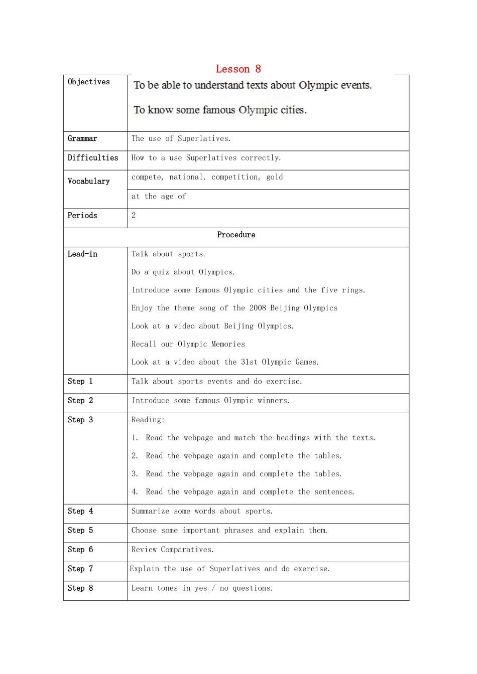 北京市大兴区魏善庄中学八年级英语上册 Unit 3 Countries and Cities Lesson8教案 北师大版_第1页