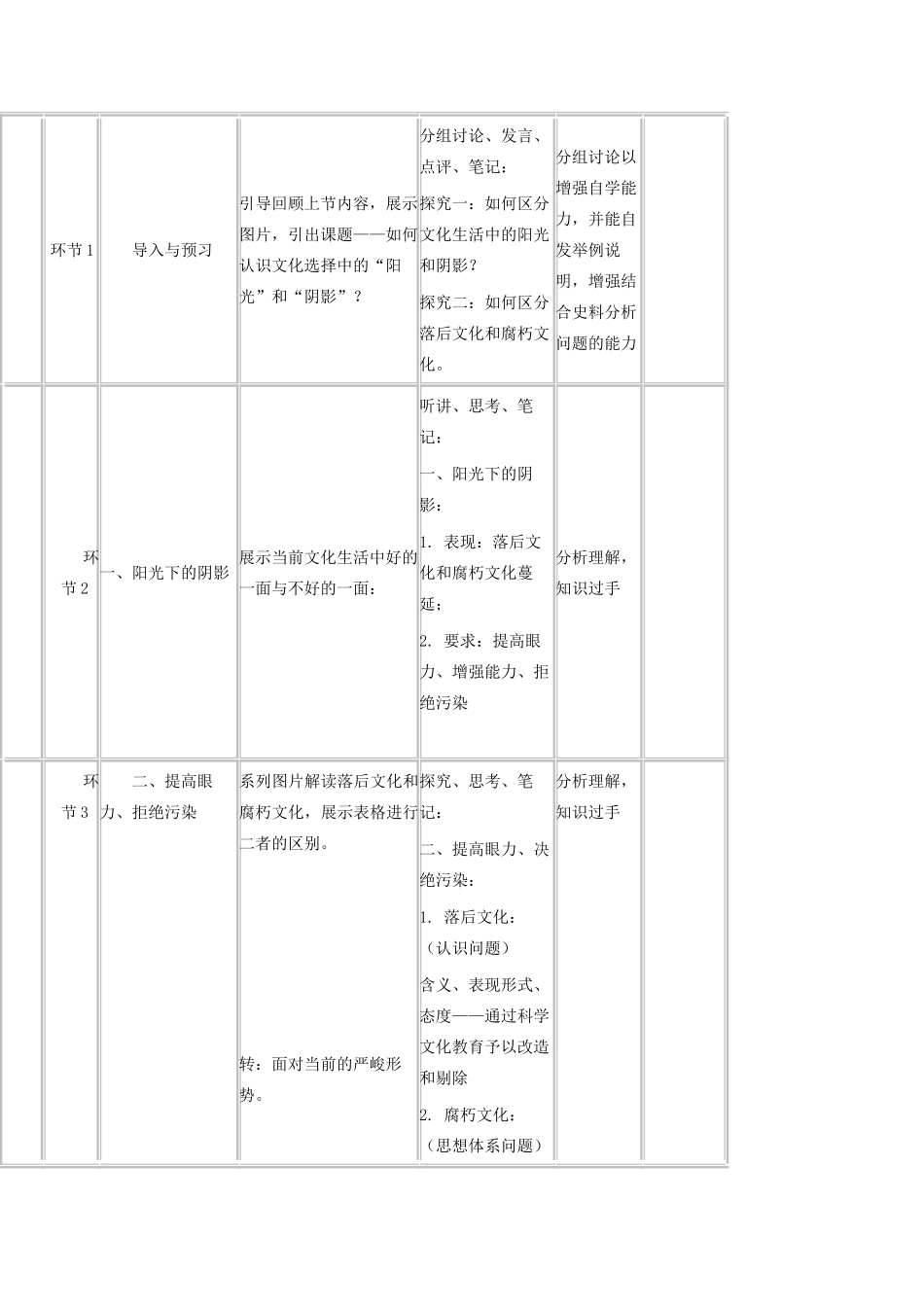 高中政治上学期第10周《走进文化生活》教学设计-人教版高中全册政治教案_第3页