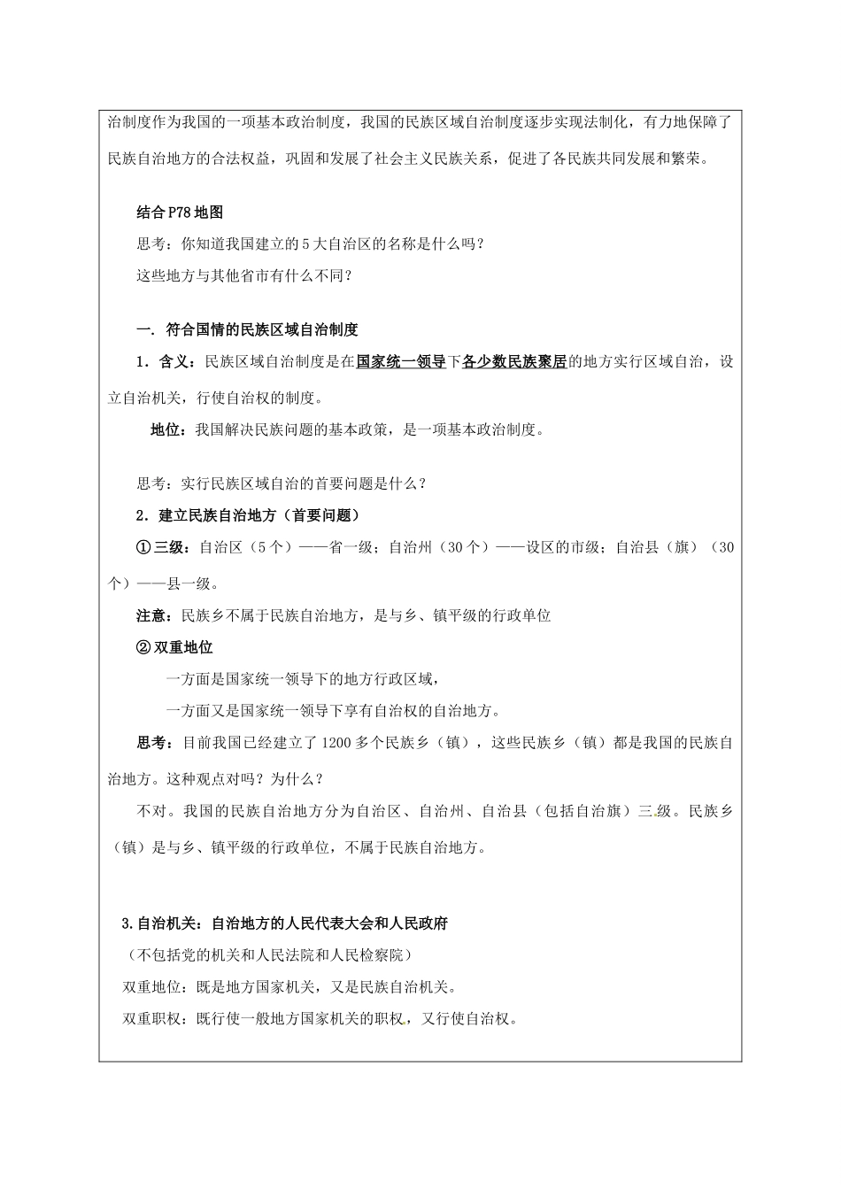 高中政治 7.2民族区域自治制度适合国情的基本政治制度教案3 新人教版必修2-新人教版高一必修2政治教案_第2页