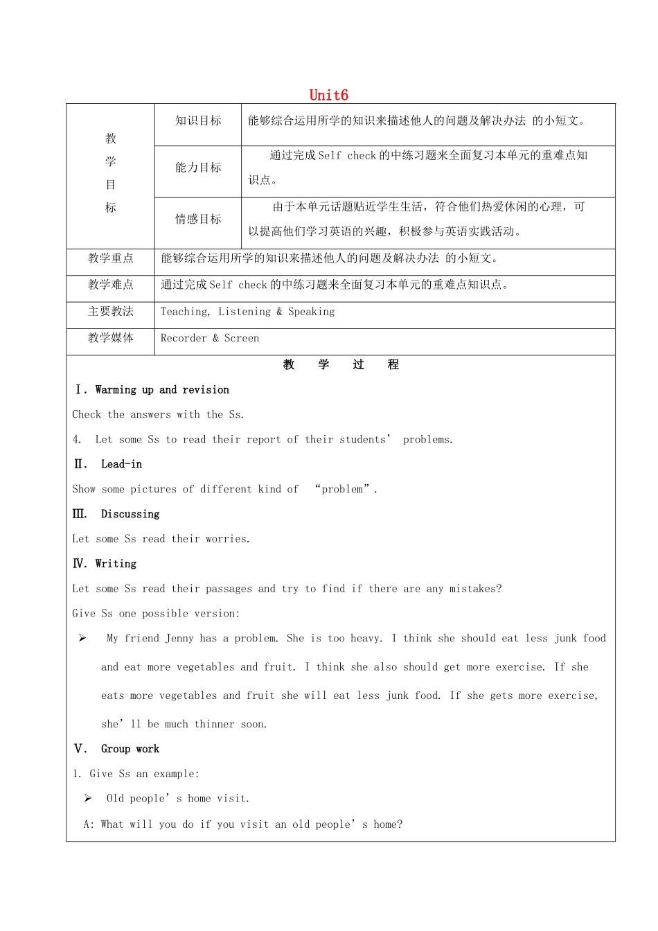 七年级英语下册 Unit 6 If you go to the party, you'll have a great time Section B2（3a-Self check）教案 鲁教版五四制-鲁教版五四制初中七年级下册英语教案_第1页