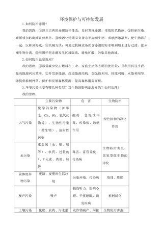 中图版高中生物必修3环境保护与可持续发展 