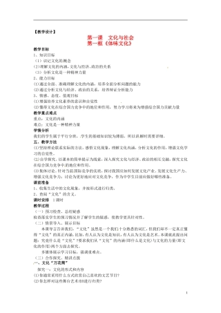 高中政治 第一单元 1.1《体味文化》教案 新人教版必修3