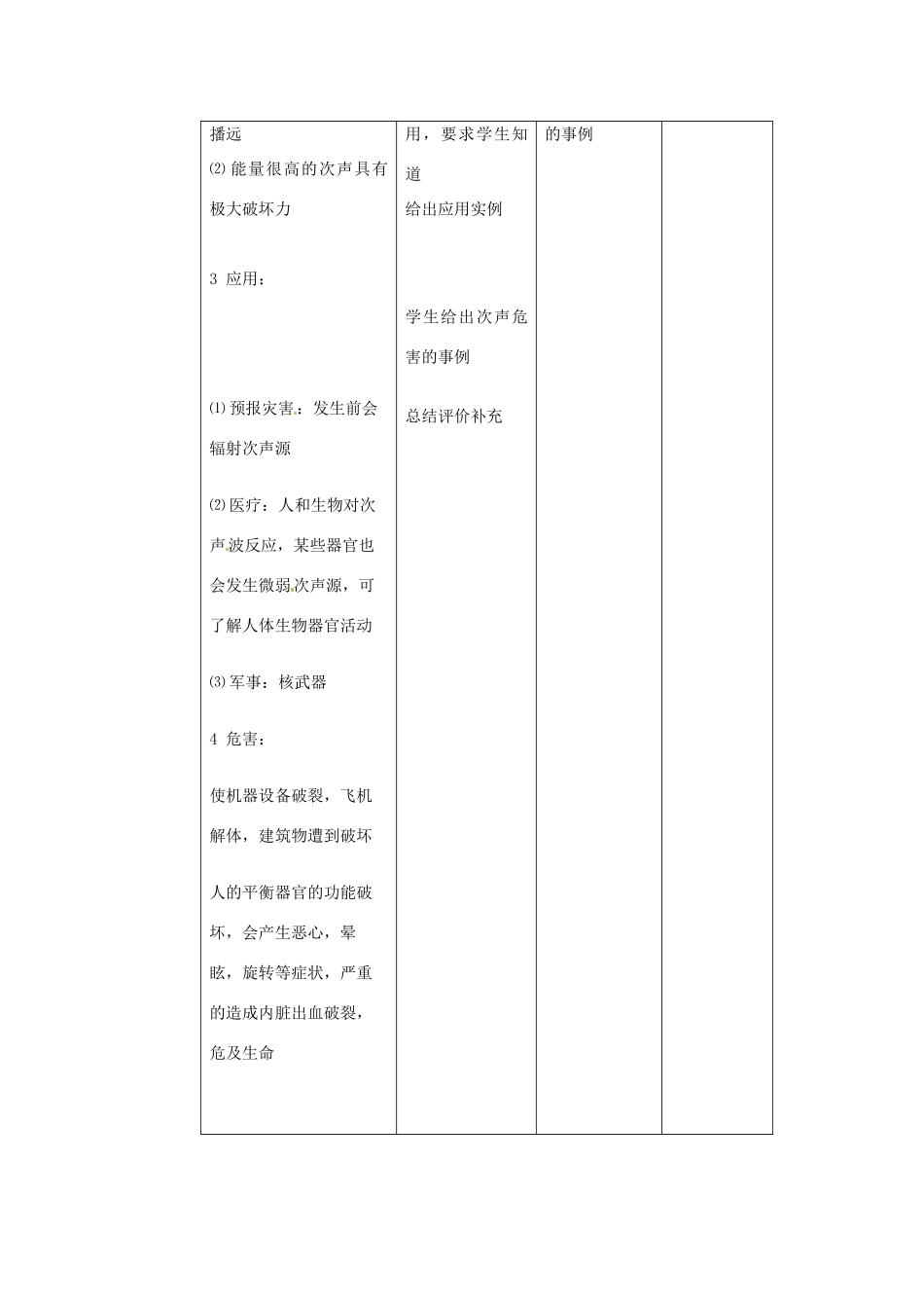 八年级物理 3.3 超声与次声精品教案 沪科版_第3页