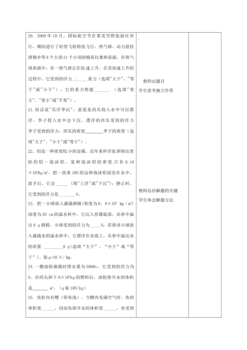 八年级物理下册 第10章《浮力》浮力及其应用教案2 （新版）新人教版-（新版）新人教版初中八年级下册物理教案_第3页