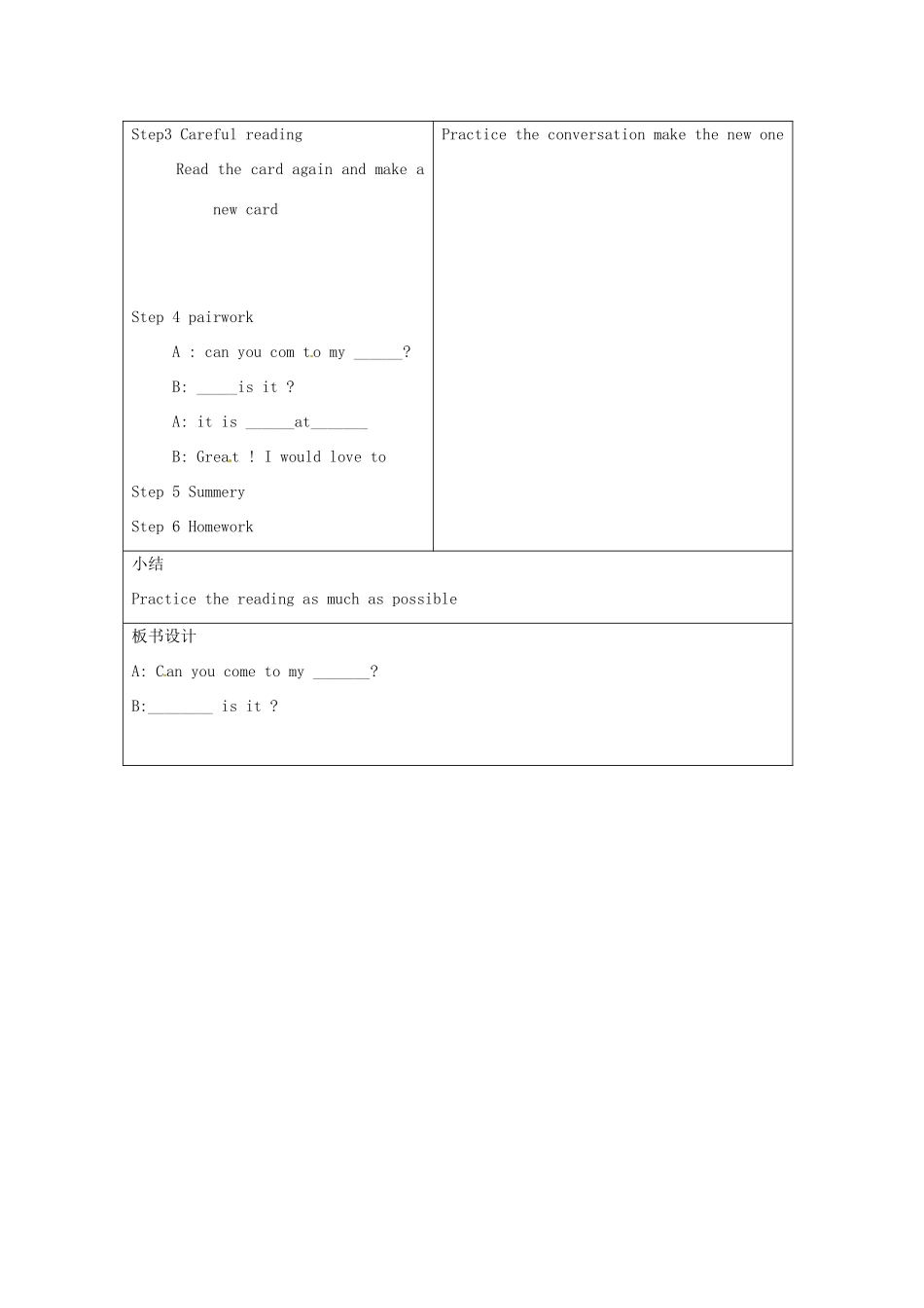 山东省临沂市郯城县八年级英语《Unit 5 Can you come to my party》教案_第2页