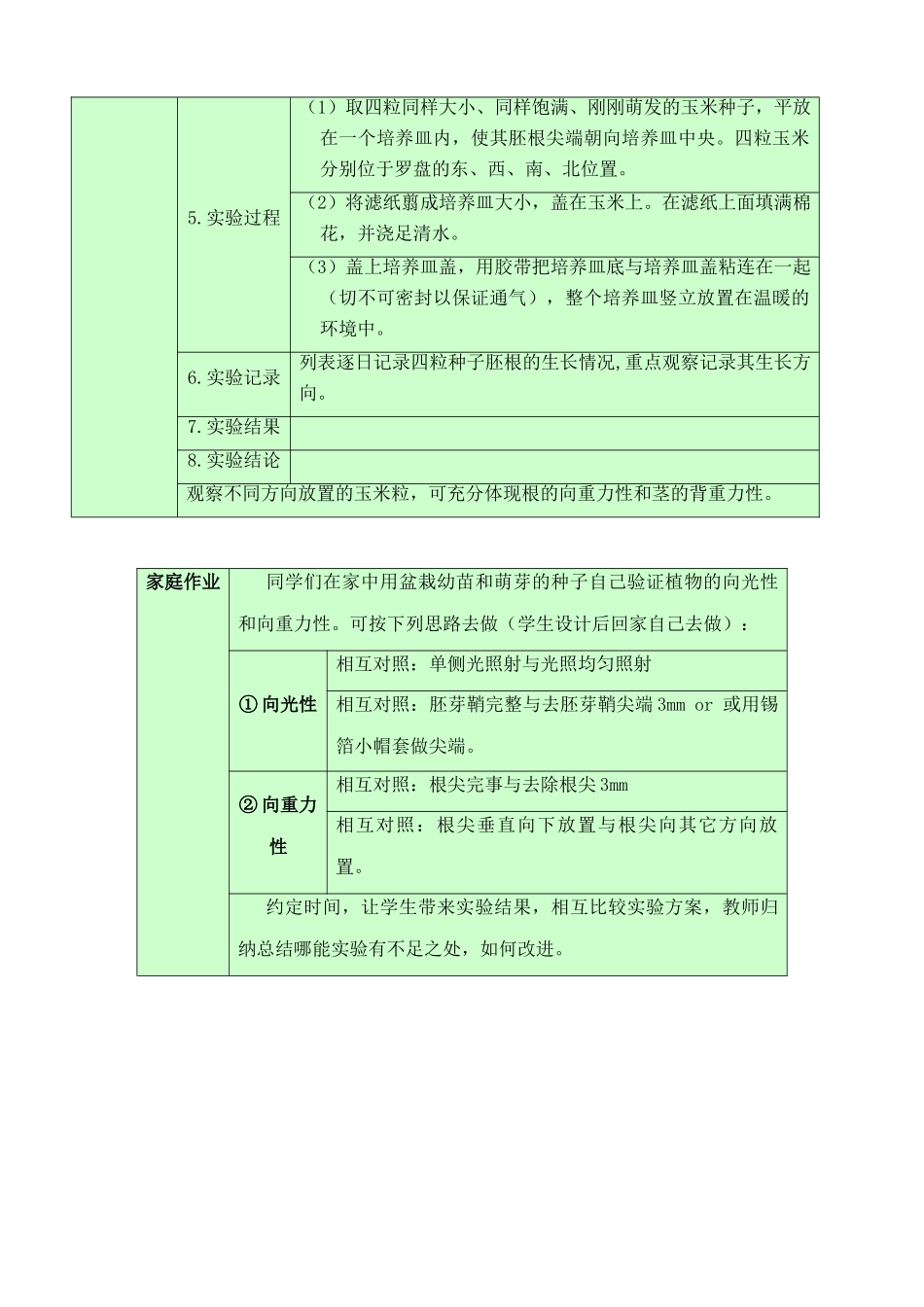 人教版高中生物必修1实验八 植物向光性运动的实验设计和观察_第2页