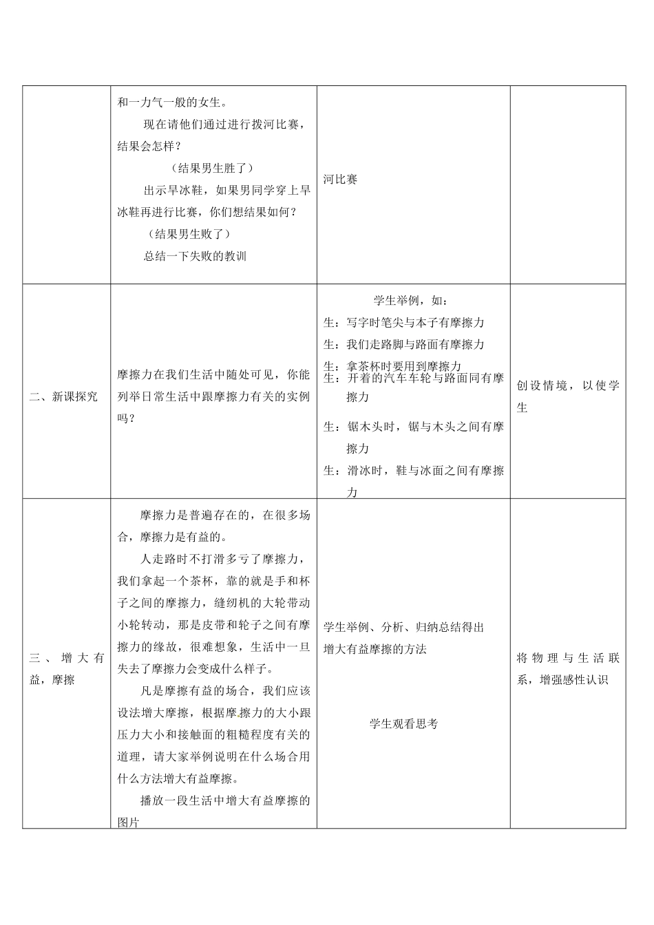 江苏省扬州市仪征月塘中学八年级物理下册 第8章 摩擦力教案1 苏科版_第2页