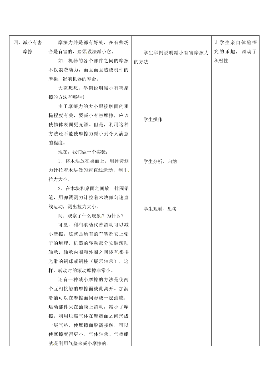 江苏省扬州市仪征月塘中学八年级物理下册 第8章 摩擦力教案1 苏科版_第3页