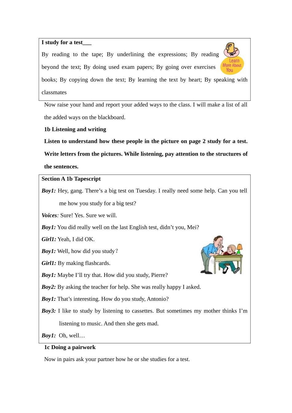 人教新目标九年级英语Unit1 How do you study for a test全英精品教案_第3页