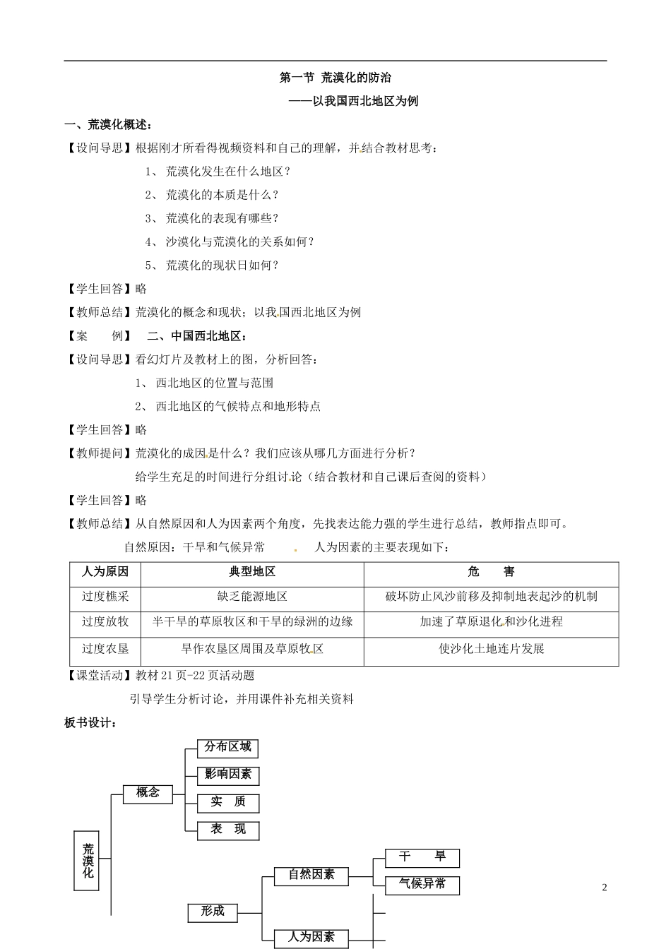 辽宁省大连市四十四中高中地理 《2.1荒漠化的防治》教案一 新人教版必修3 _第2页