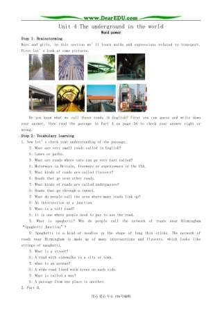 高中英语必修7Unit 4 The underground in the world-Word power