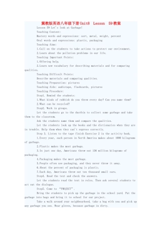 八年级英语下册 Unit8 Lesson 59教案 冀教版