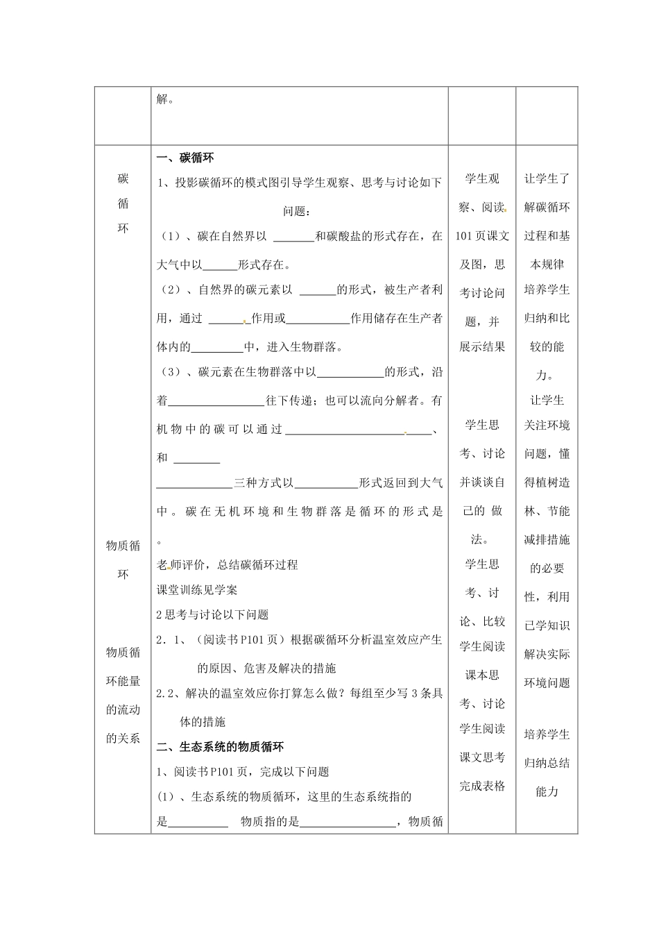 湖南省怀化市湖天中学高中生物 生态系统的物质循环教案 新人教版必修3_第2页