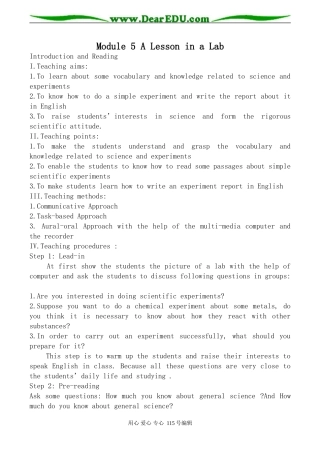 外研版高中英语必修1Module5 A Lesson in a Lab(1)