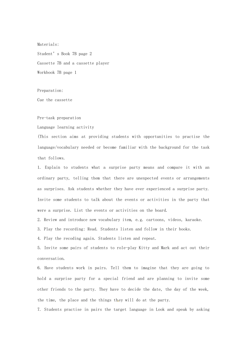 七年级英语下册 Module 1 Unit 1 A surprise birthday party教案 牛津版_第2页