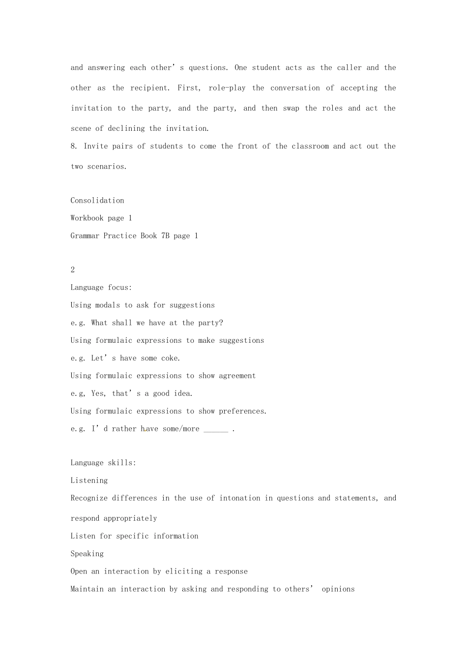 七年级英语下册 Module 1 Unit 1 A surprise birthday party教案 牛津版_第3页