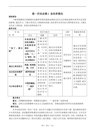 高一历史必修1 走向多极化