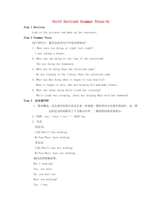 八年级英语上册 Unit 3 What were you doing when the rainstrom came？SectionA Grammar Focus-4c精品教案 鲁教版五四制
