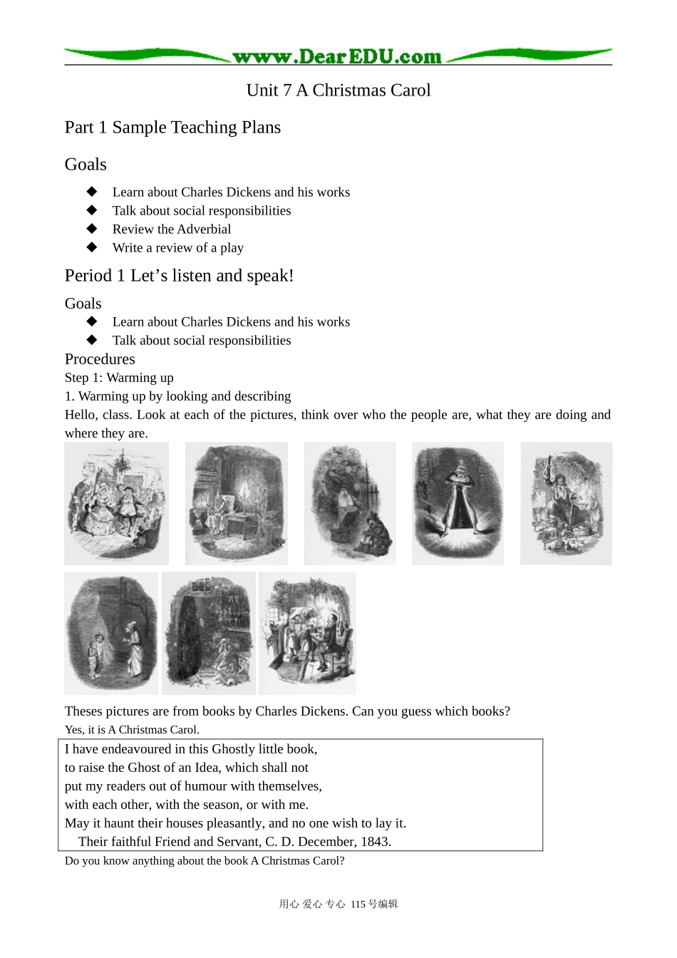 高中英语第三册(全一册)Unit 7 A Christmas Carol--Period 1 Let’s listen and speak_第1页