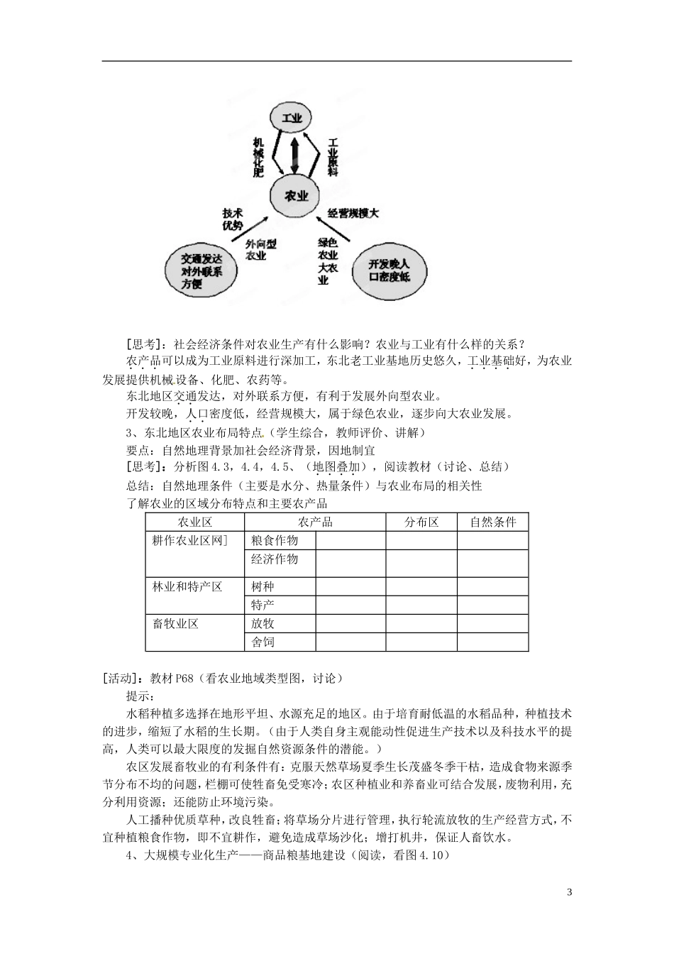 辽宁省大连市四十四中高中地理 《4.1区域农业发展》教案二 新人教版必修3 _第3页