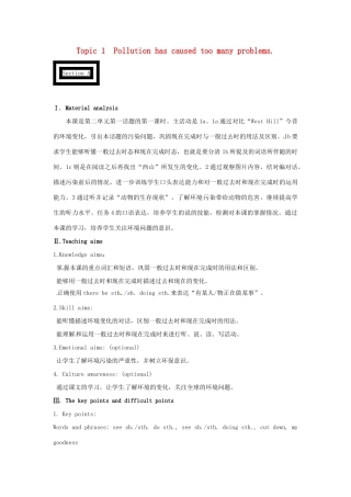 九年级英语上册 Unit 2 Topic 1 Pollution has causes too many problems Section A教案 （新版）仁爱版-（新版）仁爱版初中九年级上册英语教案