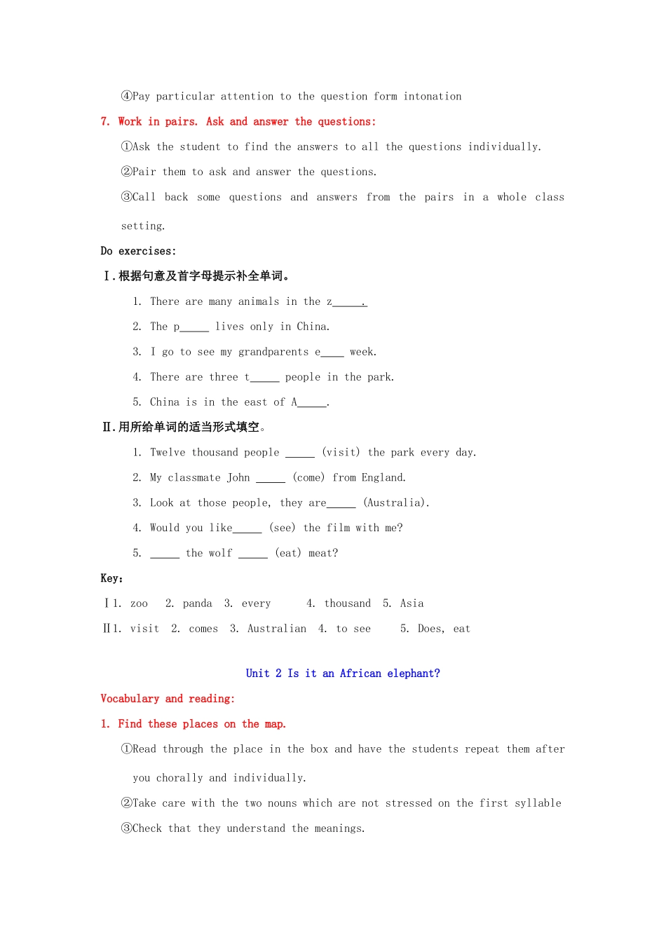 七年级英语上册 Module 9《A trip to the zoo》教案 外研版_第3页