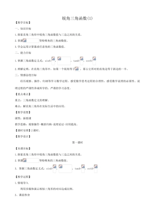 华师大版九年级数学锐角三角函数(1)
