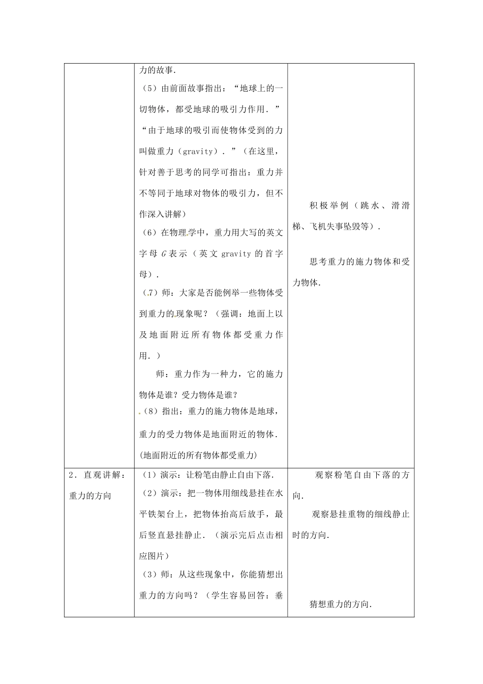八年级物理下学期素材大全 重力教案 北师大版 _第3页
