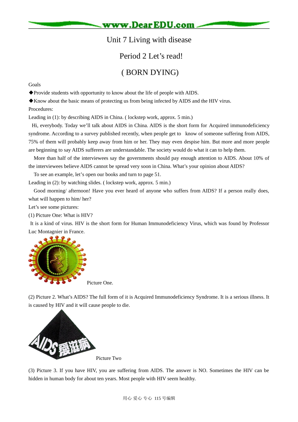 高中英语第二册上Unit 7 Living with disease--Period 2 Let is read_第1页
