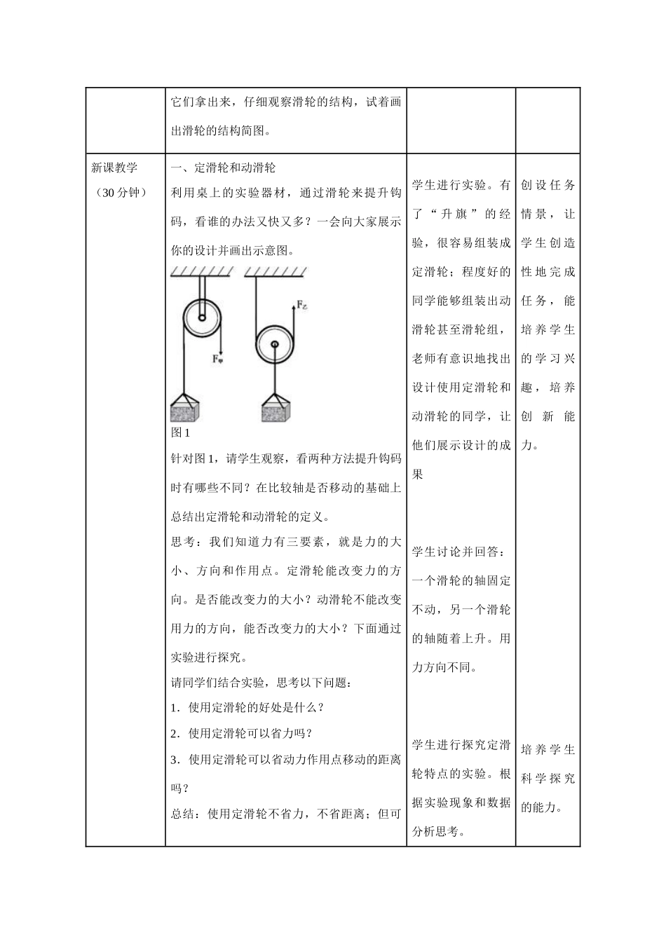 江苏丰县初级中学八年级物理下册 第十二章 简单机械《第2节 滑轮》教学设计 （新版）新人教版_第3页