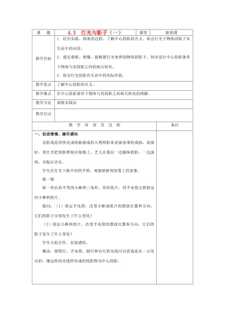 九年级数学上册 4.3  灯光与影子（一）教案 人教新课标版