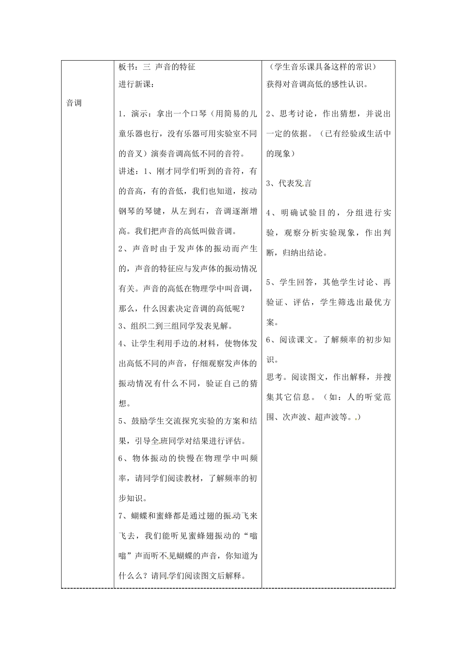 山东省枣庄八年级物理上册 第二章 第二节 声音的特征教案_第2页