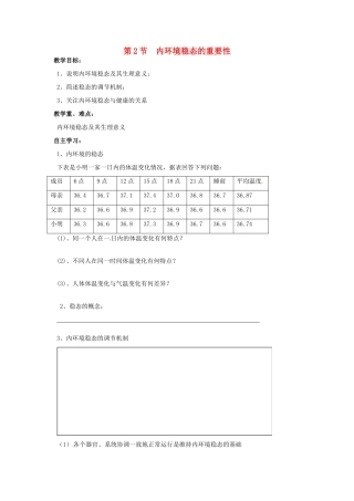 江苏省昆山震川高级中学高中生物《12 内环境稳态的重要性》教案 新人教版必修3