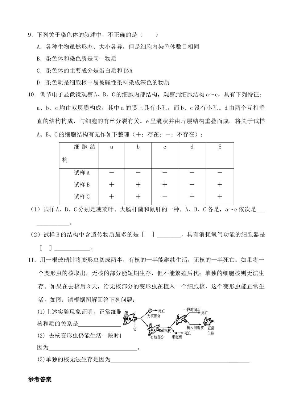 新人教版高中生物必修1细胞的基本结构 第3课时_第3页