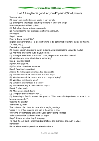 高中英语必修6Unit 1 Laughter is good for you-4th period(Word power)