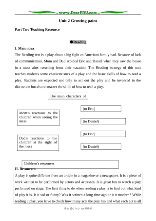 高中英语Unit 2Growing pains Reading2