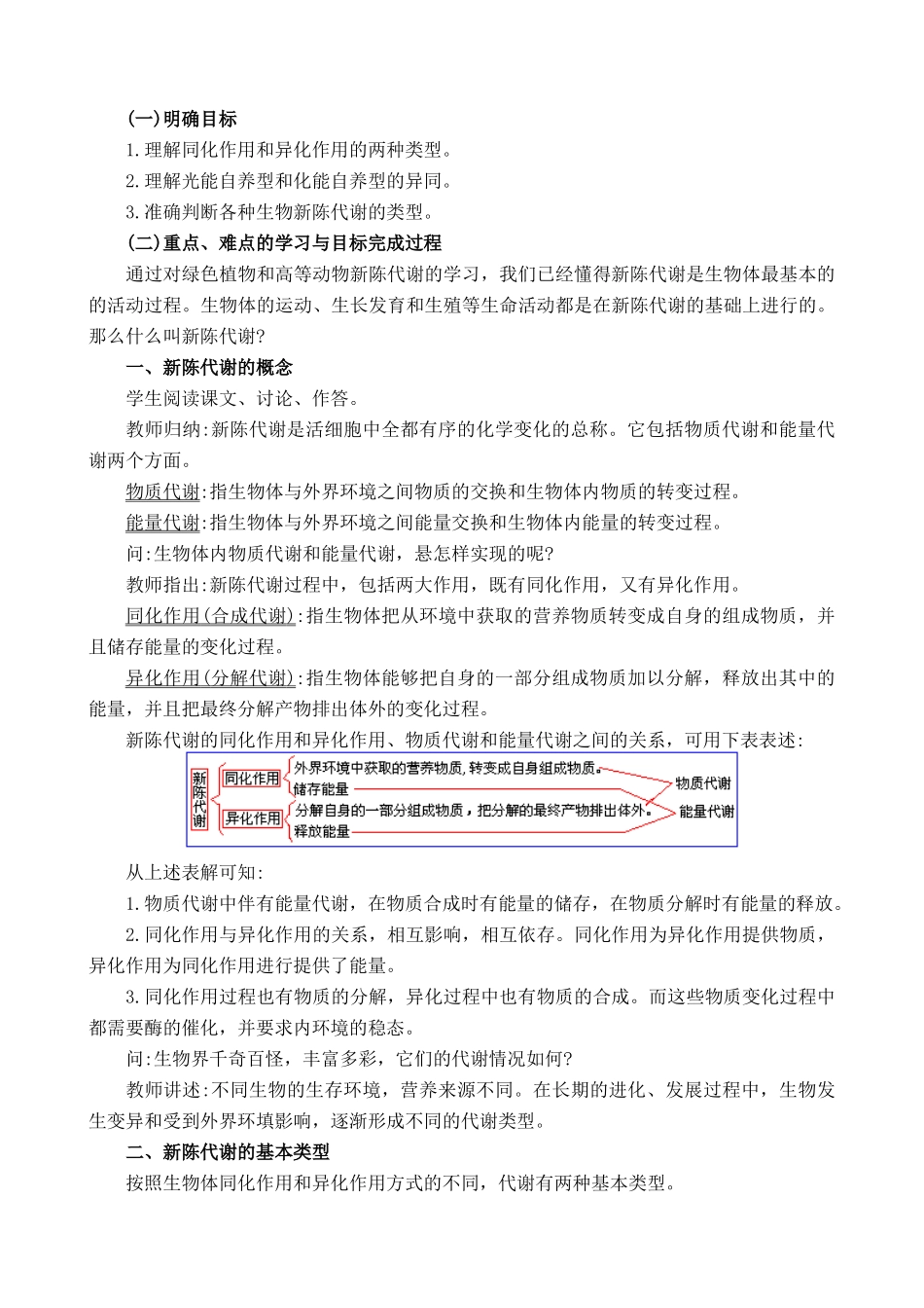 人教版高中生物必修1新陈代谢基本类型_第2页