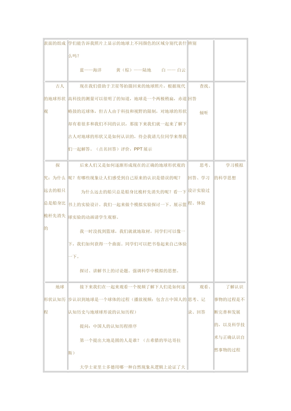 七年级科学上册 第3章 第一节我们居住的地球 教案浙教版_第3页