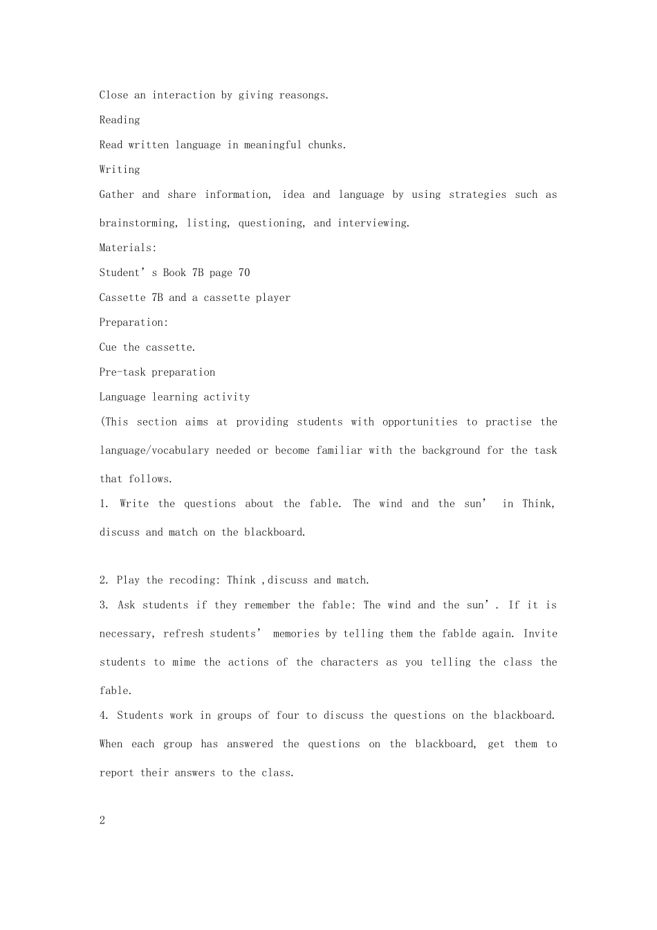 七年级英语下册 Module 4 Unit 2 The wind is blowing教案 上海牛津版_第2页