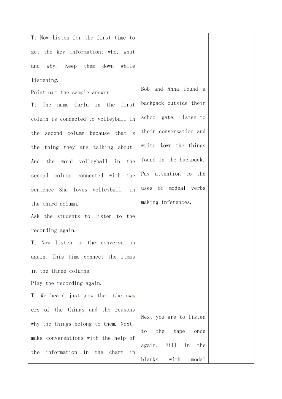 吉林省四平市第十七中学九年级英语全册《Unit 5 It must beiong to Carla》（第4课时）教案 人教新目标版_第3页