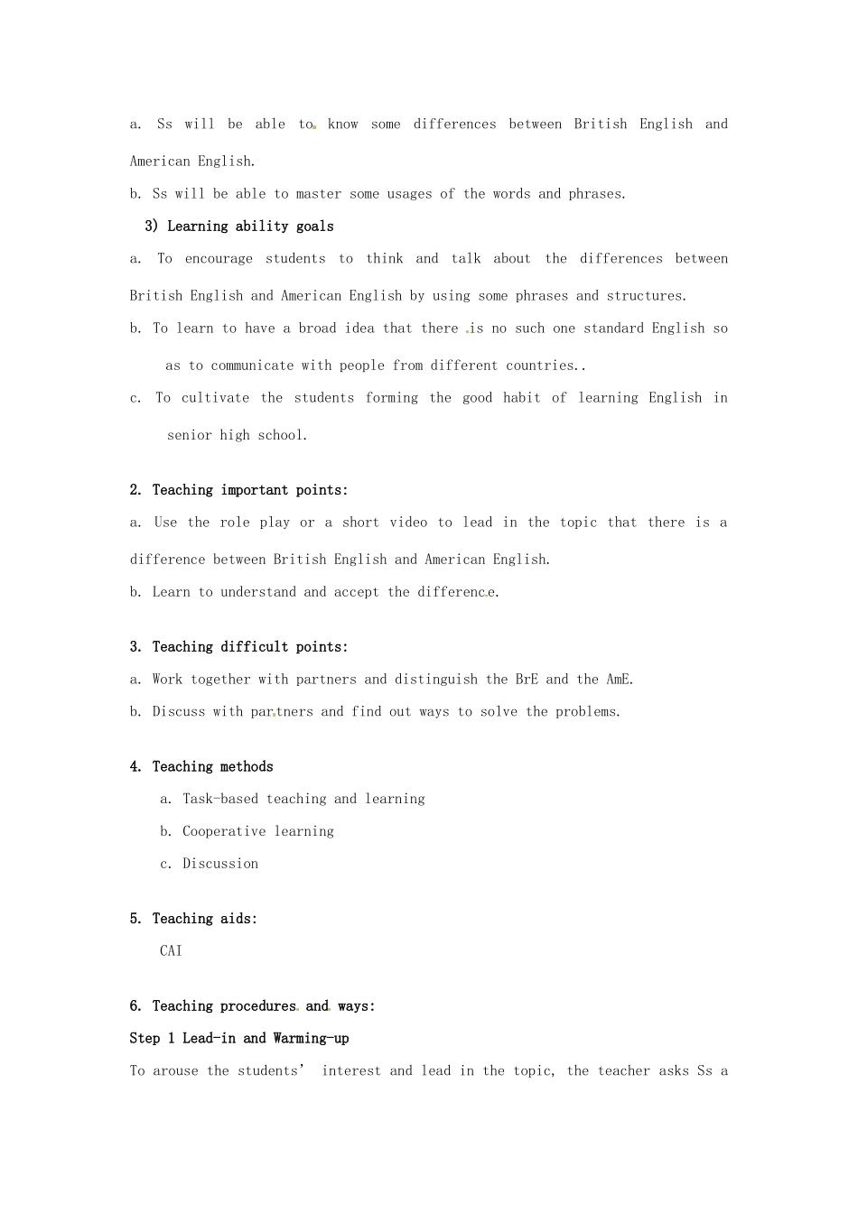 云南德宏州芒市第一中学高中英语 unit2 Enlish period1 warming-up and pre-reading教案 新人教版必修1_第2页