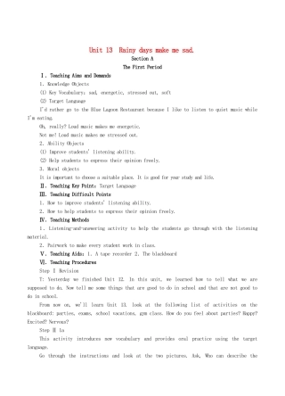 《Unit 13 Rainy days make me sad》教案（2）